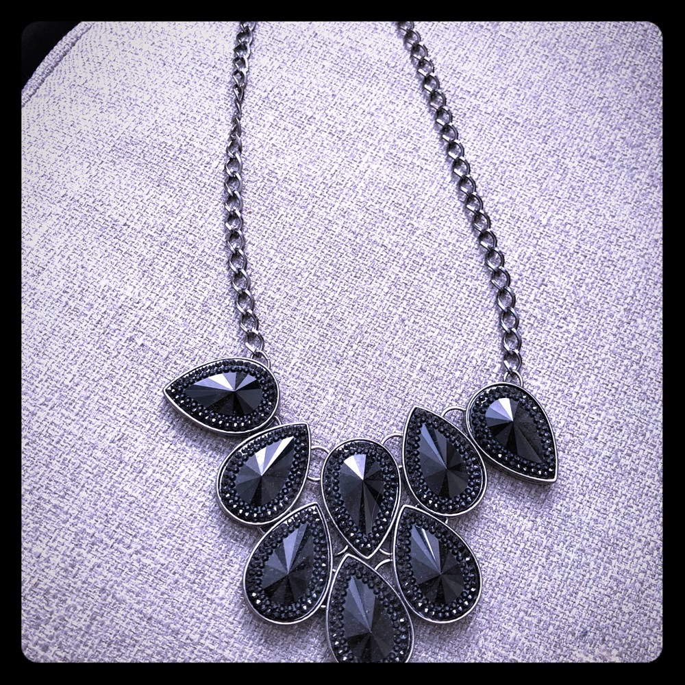 Dark grey chain with black stones